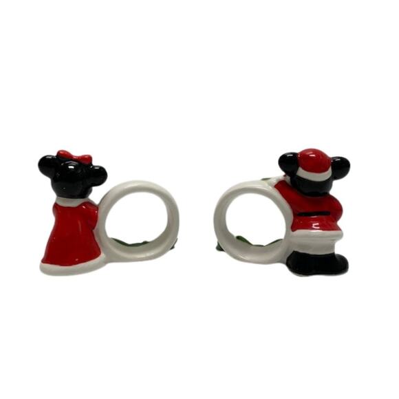 VTG Walt Disney Productions Christmas Napkin Rings Mickey & Minnie Mouse Japan - Picture 4 of 6